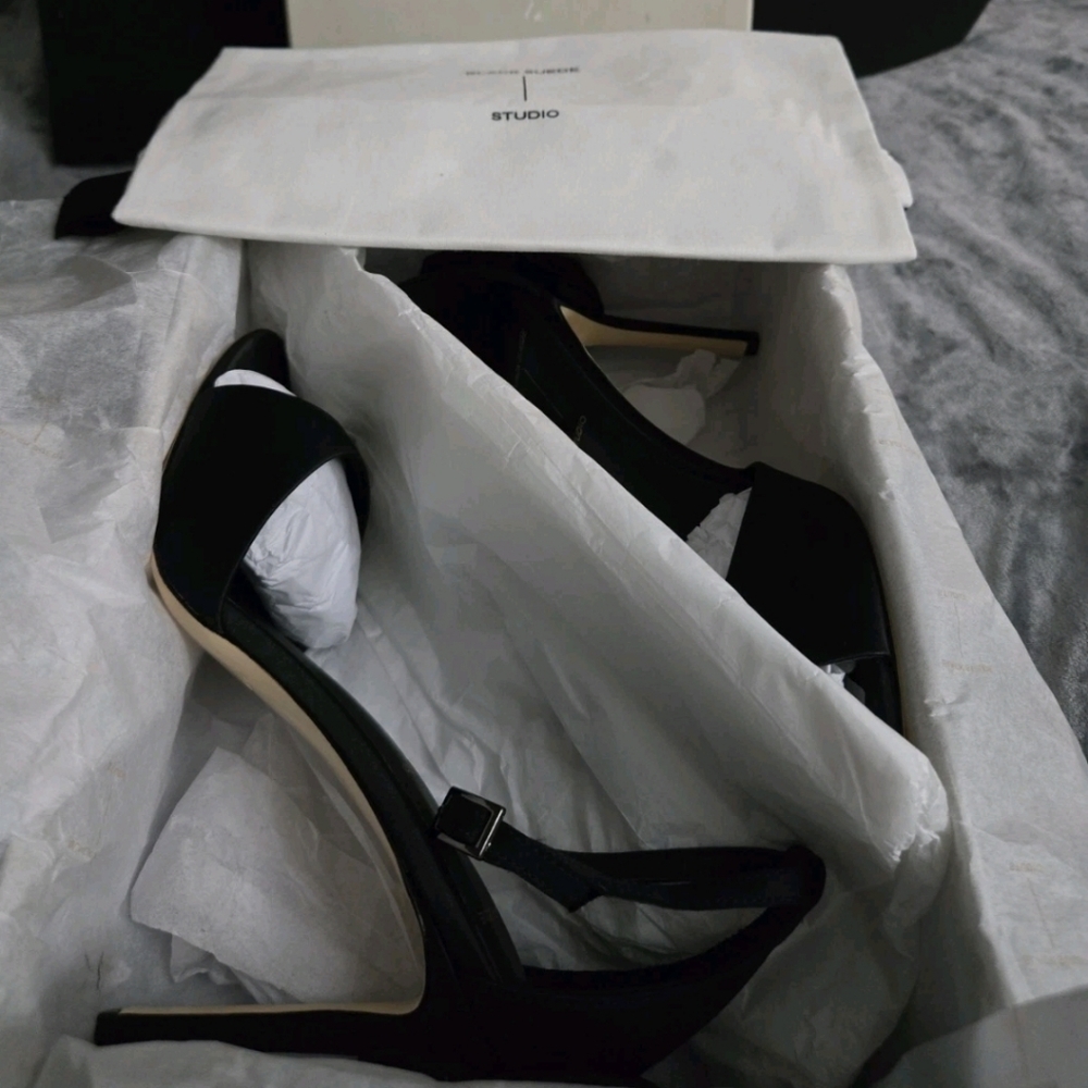 Black Suede Studio Josey Satin Heels EU 41 US 11 - Picture 7 of 10